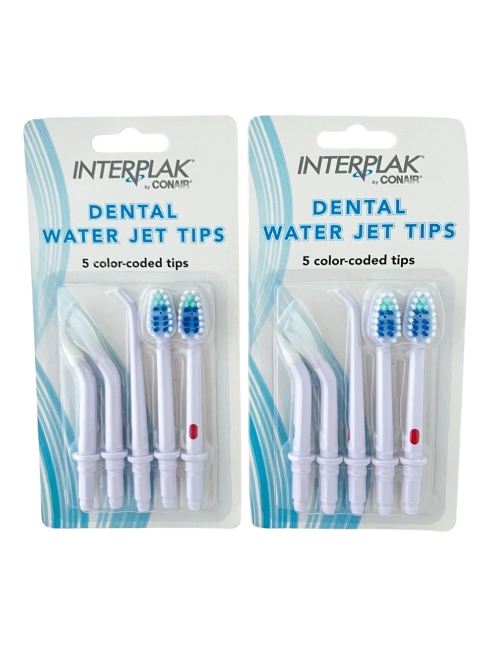 2 Pack Interplak Conair Dental Water Jet Tips Color Coded SWJ5RP Firm on Price